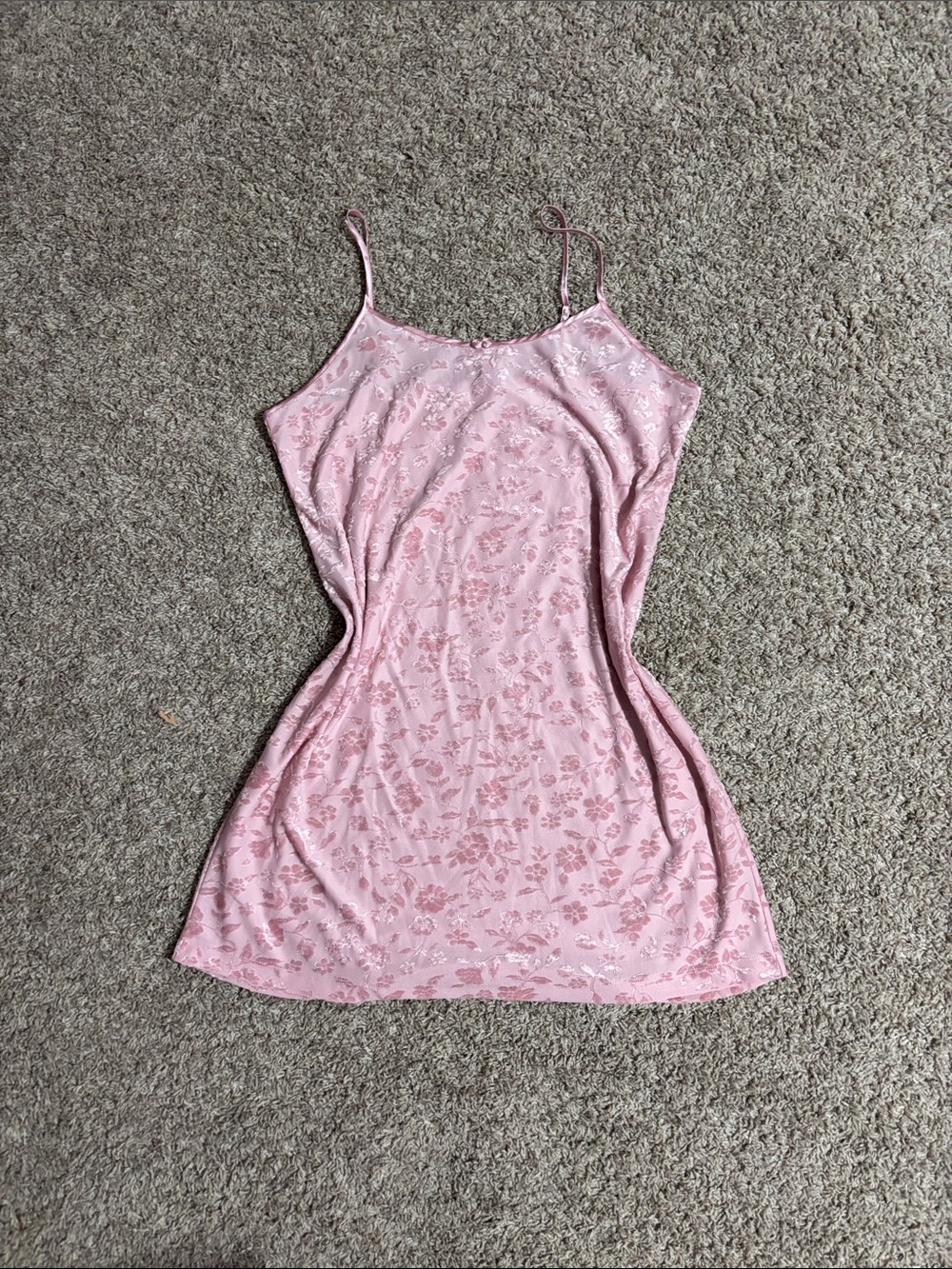 Women's Pink Floral Lace Slip Nightdress
